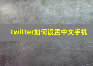 twitter如何设置中文手机