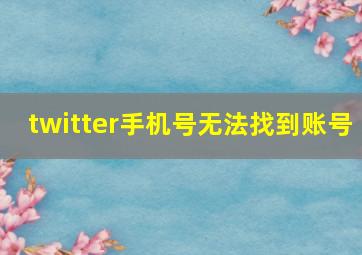 twitter手机号无法找到账号