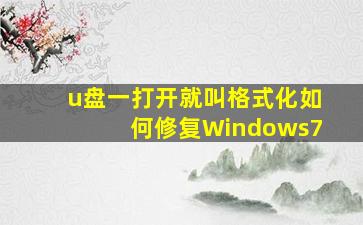 u盘一打开就叫格式化如何修复Windows7