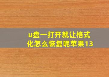 u盘一打开就让格式化怎么恢复呢苹果13