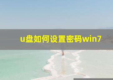 u盘如何设置密码win7