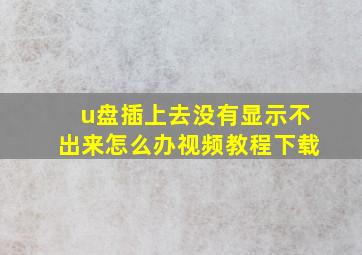 u盘插上去没有显示不出来怎么办视频教程下载