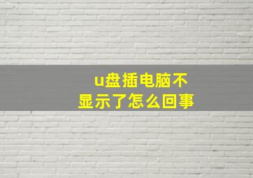 u盘插电脑不显示了怎么回事