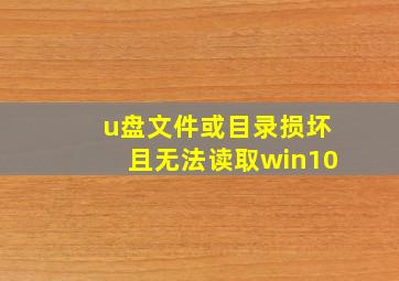 u盘文件或目录损坏且无法读取win10