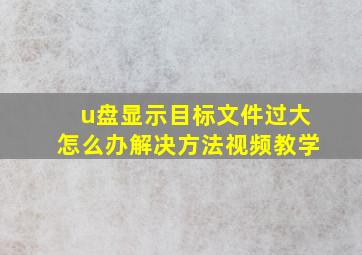 u盘显示目标文件过大怎么办解决方法视频教学