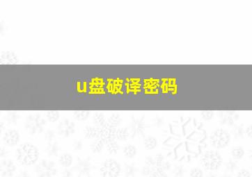 u盘破译密码