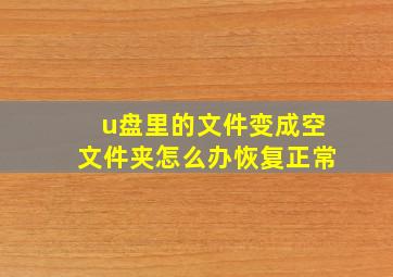 u盘里的文件变成空文件夹怎么办恢复正常