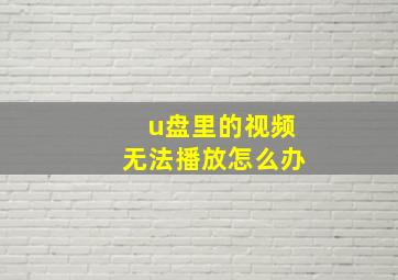 u盘里的视频无法播放怎么办