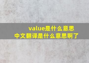 value是什么意思中文翻译是什么意思啊了