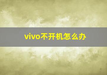 vivo不开机怎么办