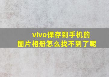 vivo保存到手机的图片相册怎么找不到了呢