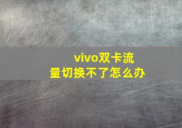 vivo双卡流量切换不了怎么办