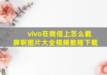 vivo在微信上怎么截屏啊图片大全视频教程下载