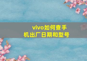 vivo如何查手机出厂日期和型号