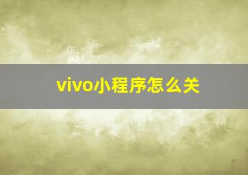 vivo小程序怎么关