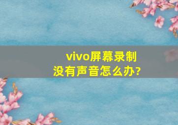 vivo屏幕录制没有声音怎么办?