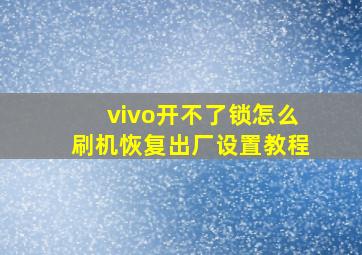 vivo开不了锁怎么刷机恢复出厂设置教程