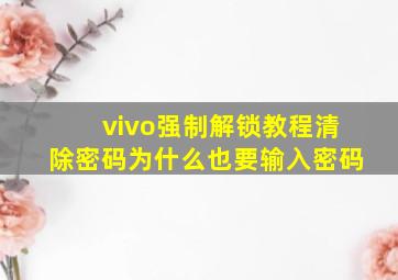 vivo强制解锁教程清除密码为什么也要输入密码