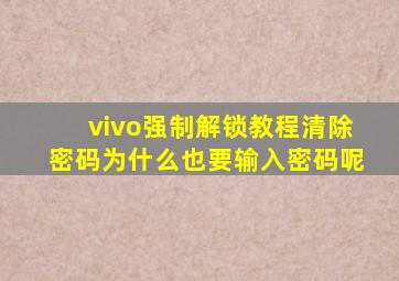 vivo强制解锁教程清除密码为什么也要输入密码呢