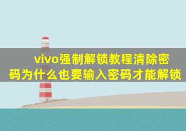 vivo强制解锁教程清除密码为什么也要输入密码才能解锁