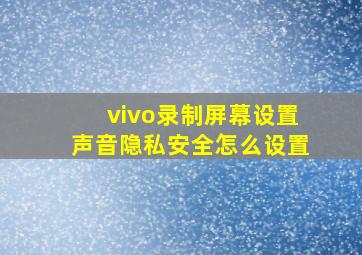 vivo录制屏幕设置声音隐私安全怎么设置