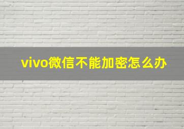 vivo微信不能加密怎么办