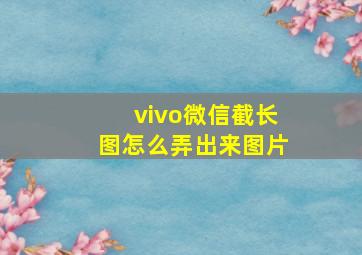 vivo微信截长图怎么弄出来图片