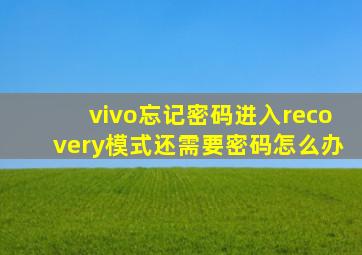 vivo忘记密码进入recovery模式还需要密码怎么办