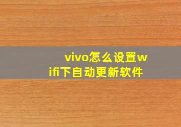 vivo怎么设置wifi下自动更新软件