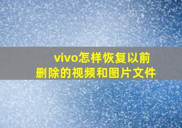 vivo怎样恢复以前删除的视频和图片文件