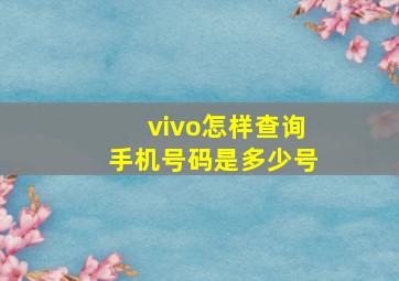 vivo怎样查询手机号码是多少号