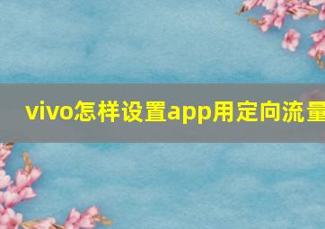 vivo怎样设置app用定向流量