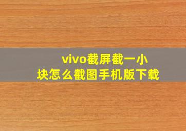 vivo截屏截一小块怎么截图手机版下载