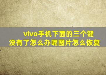 vivo手机下面的三个键没有了怎么办呢图片怎么恢复