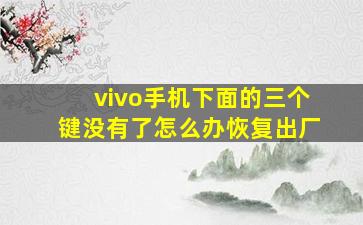 vivo手机下面的三个键没有了怎么办恢复出厂