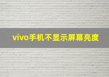 vivo手机不显示屏幕亮度