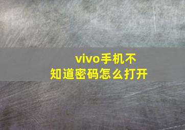 vivo手机不知道密码怎么打开