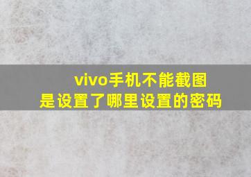 vivo手机不能截图是设置了哪里设置的密码