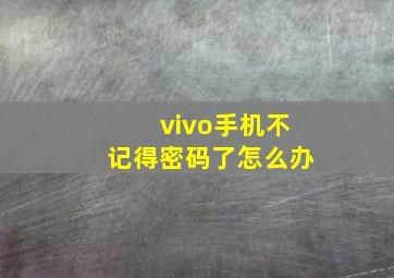 vivo手机不记得密码了怎么办