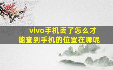 vivo手机丢了怎么才能查到手机的位置在哪呢