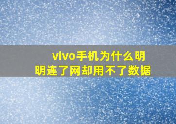 vivo手机为什么明明连了网却用不了数据