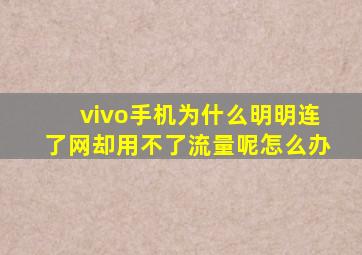 vivo手机为什么明明连了网却用不了流量呢怎么办