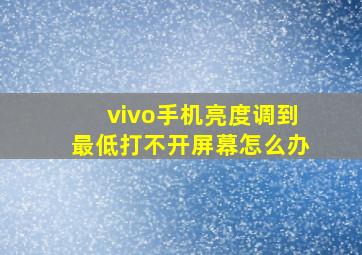 vivo手机亮度调到最低打不开屏幕怎么办