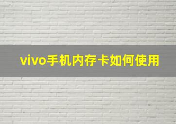 vivo手机内存卡如何使用