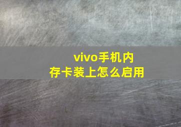 vivo手机内存卡装上怎么启用