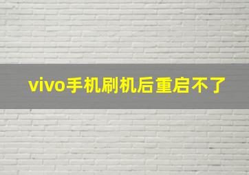 vivo手机刷机后重启不了