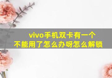 vivo手机双卡有一个不能用了怎么办呀怎么解锁