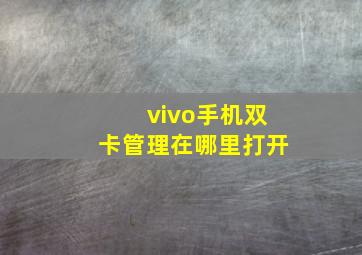 vivo手机双卡管理在哪里打开