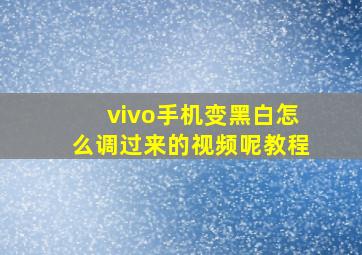 vivo手机变黑白怎么调过来的视频呢教程