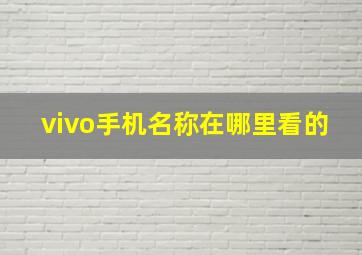 vivo手机名称在哪里看的